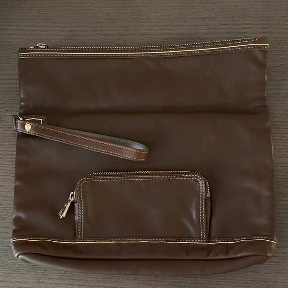 Longchamp Brown Leather  Clutch Bag - Picture 2 of 9